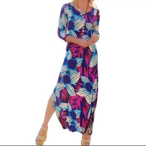 Soft Surroundings Serena Maxi Dress Stretch Long Colorful Resort Size Small